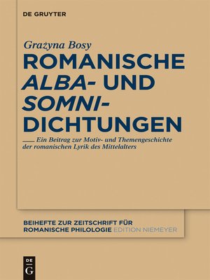 cover image of Romanische 'alba'- und 'somni'-Dichtungen